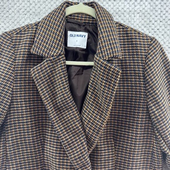 Old Navy Sports Blazer Womens S Brown Blue Plaid Jacket Academia Preppy Lined - Picture 3 of 15